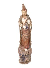 A Chinese Carved and Polychromed Wood Figure of Guanyin — LATE 19TH/EARLY 20TH CENTURY