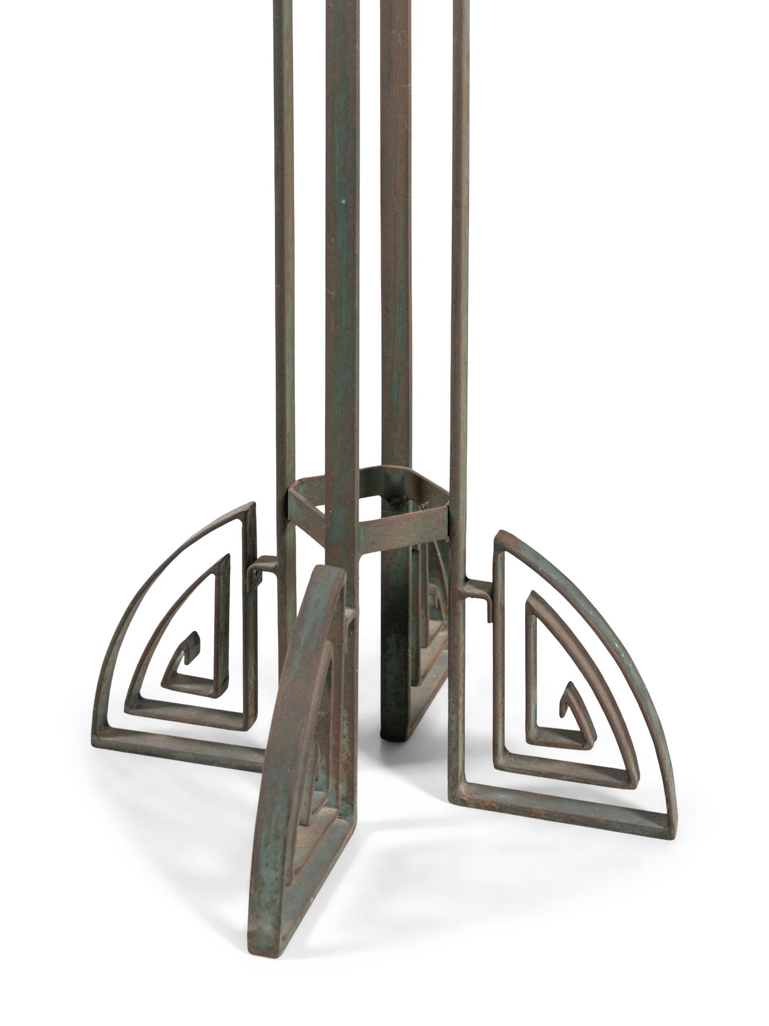 An Art Deco Stone-Top Iron Side Table