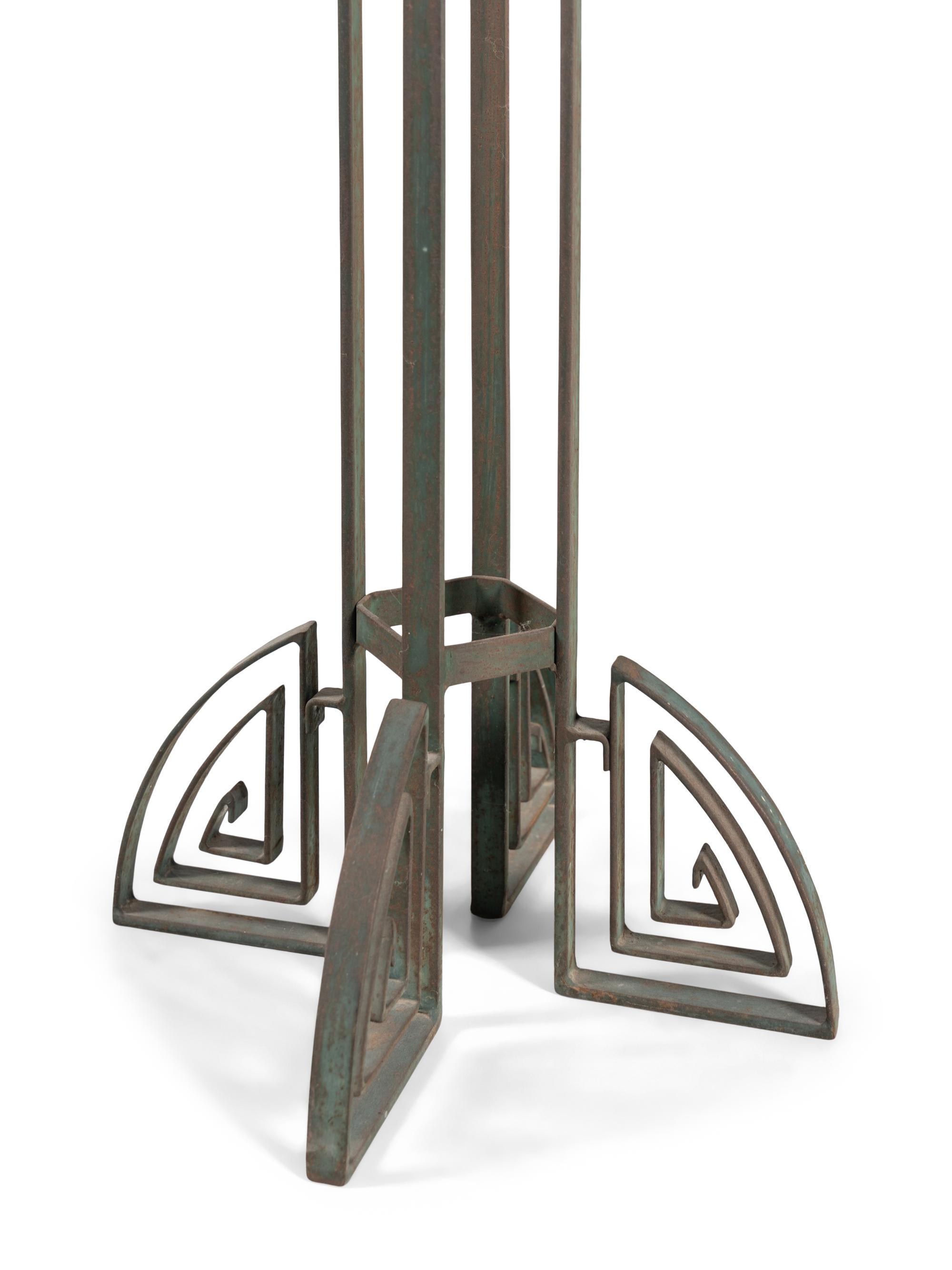 An Art Deco Stone-Top Iron Side Table