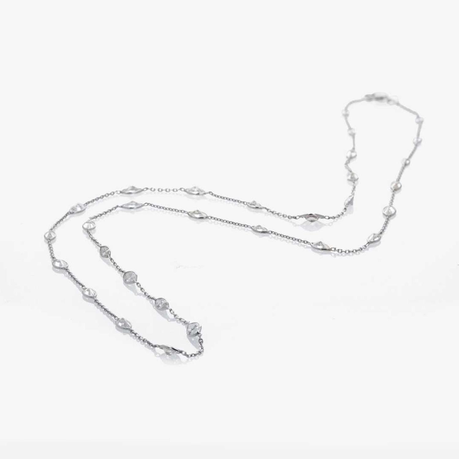 A 14K White Gold and Diamond Necklace