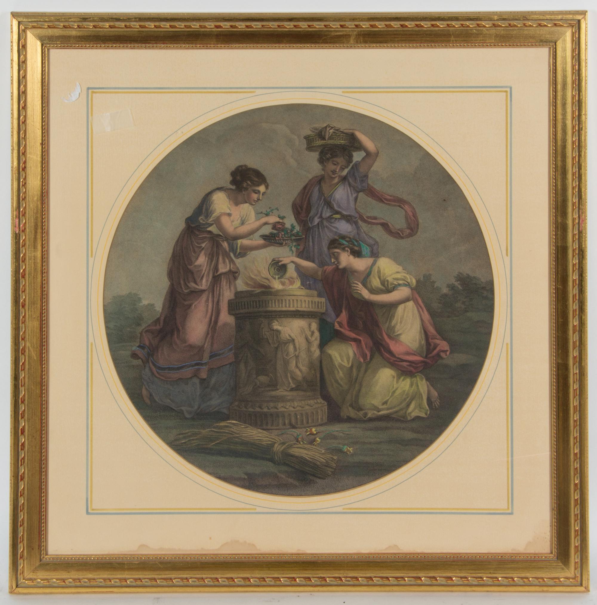 A Pair of Hand Colored Engravings Diameter 16 1/2 inches — 19TH CENTURY