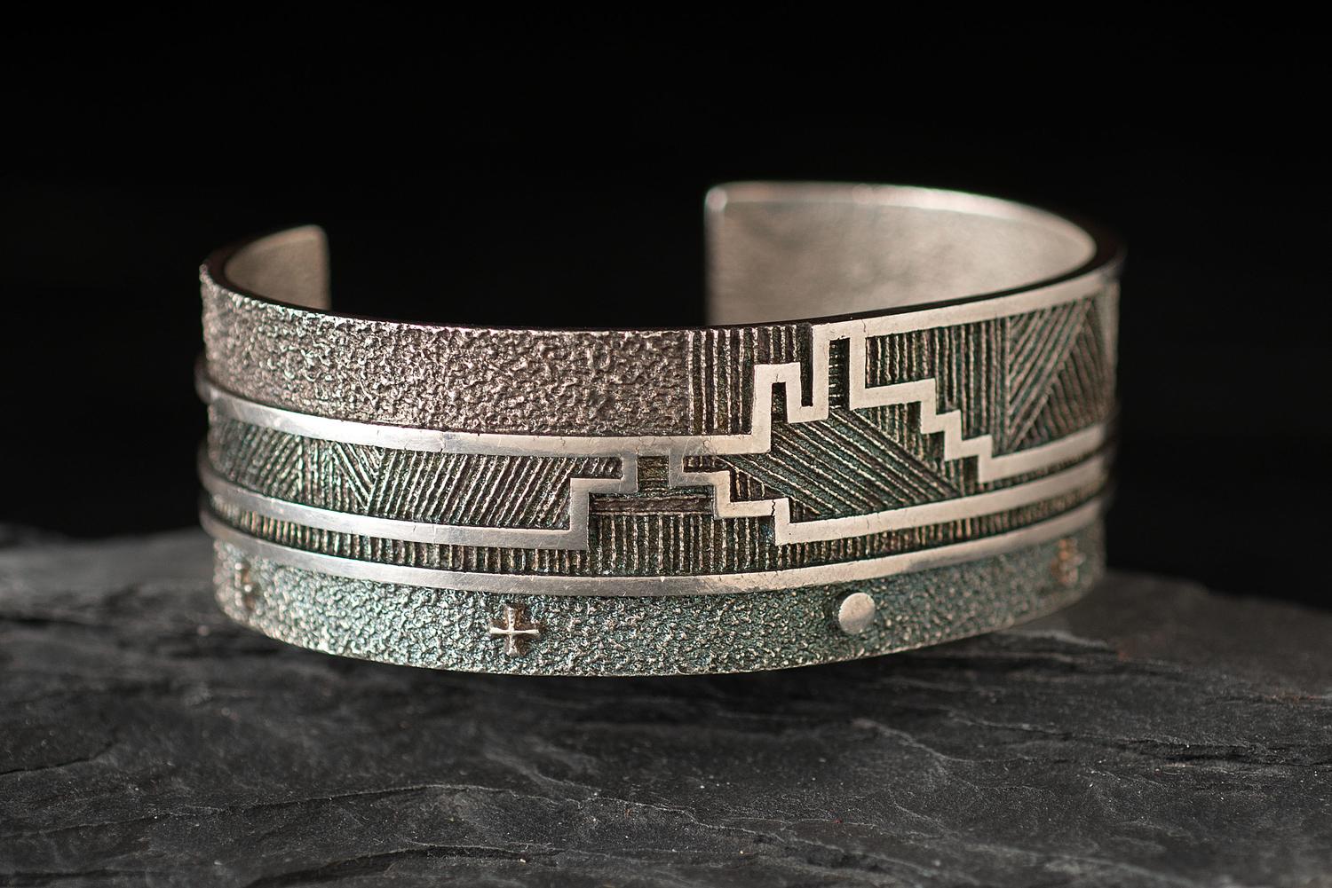 Silver Tufa Cast Cuff Bracelet