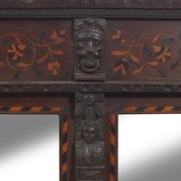 An English or Flemish Inlaid Oak Overmantel Mirror