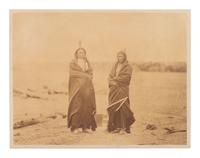 GARDNER, Alexander (1821-1882), photographer. Two albumen photographs of Sioux leaders at Fort Laramie, incl. Old Man Afraid of His Horses, Spotted Tail, and Fast Bear. 1868.