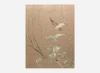 A set of four Chinese silk-embroidered panels depicting birds and flowers 刺繡花鳥 一組四件