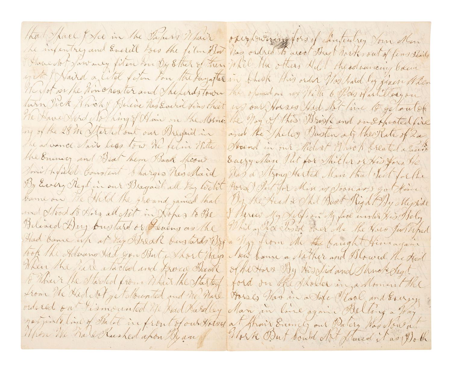 [CIVIL WAR]. Manuscript archive of Sergeant Hamilton Ballentine (1833-1920), Co. K, 6th Pennsylvania Cavalry, "Rush's Lancers," featuring battle content from key engagements and descriptions of "Sheridan's Raiders."