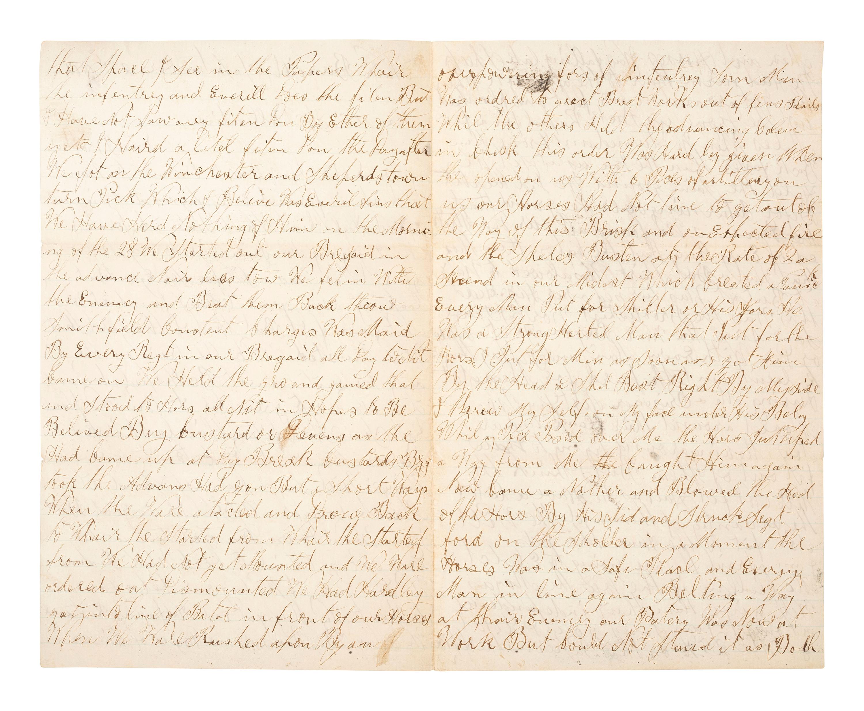 [CIVIL WAR]. Manuscript archive of Sergeant Hamilton Ballentine (1833-1920), Co. K, 6th Pennsylvania Cavalry, "Rush's Lancers," featuring battle content from key engagements and descriptions of "Sheridan's Raiders."