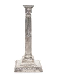 Two Near Pairs of English Silver Candlesticks
