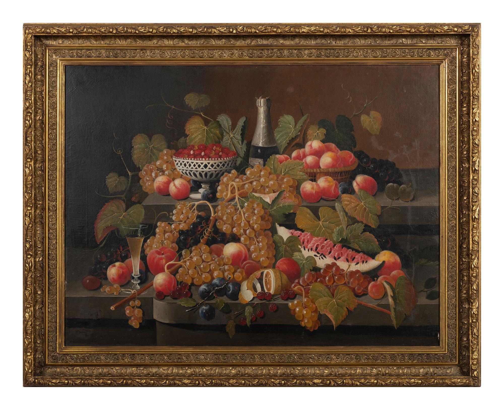 Sumptuous Still-Life with Fruit and Champagne