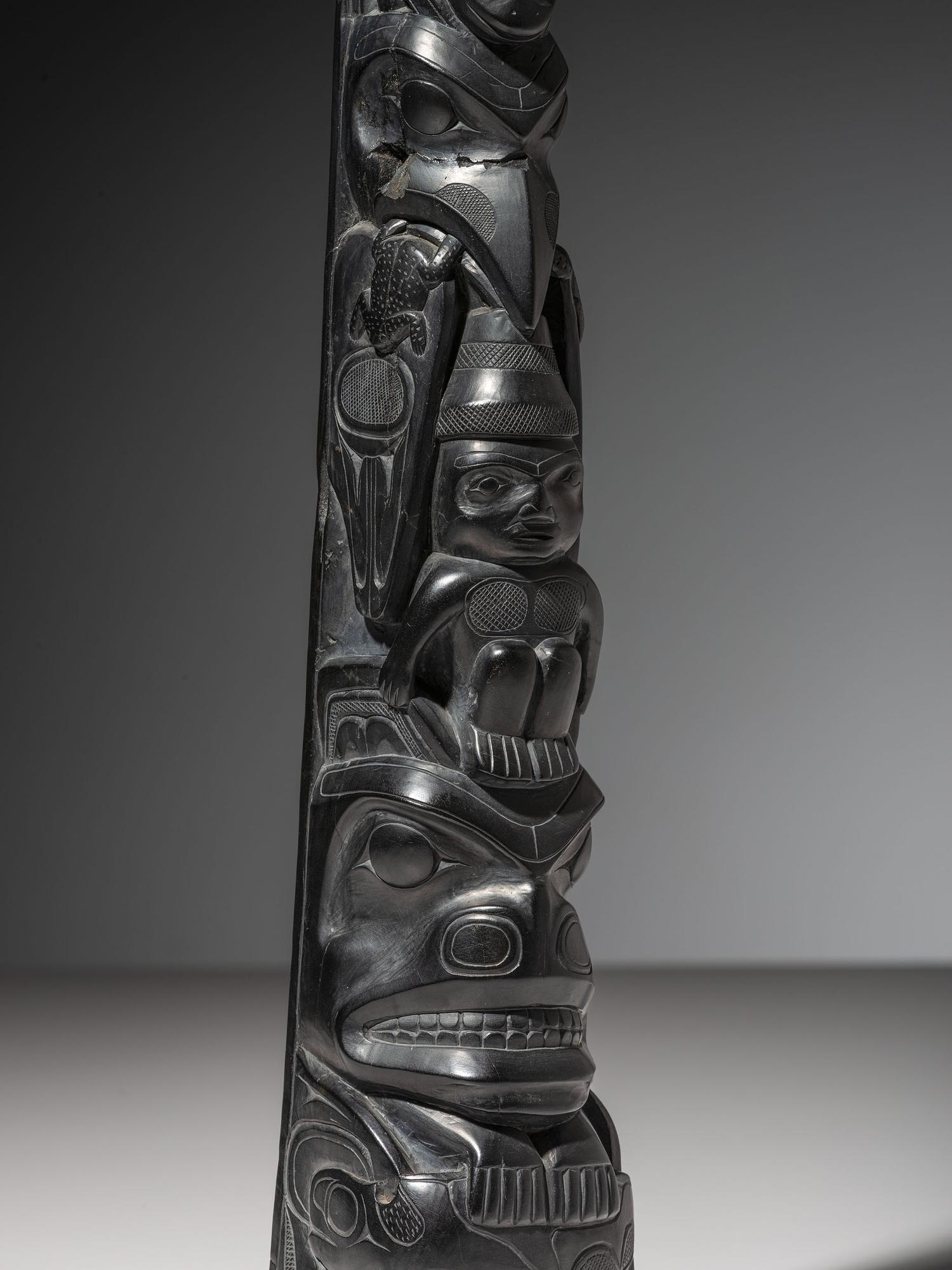 Haida Carved Argillite Model Totem Pole