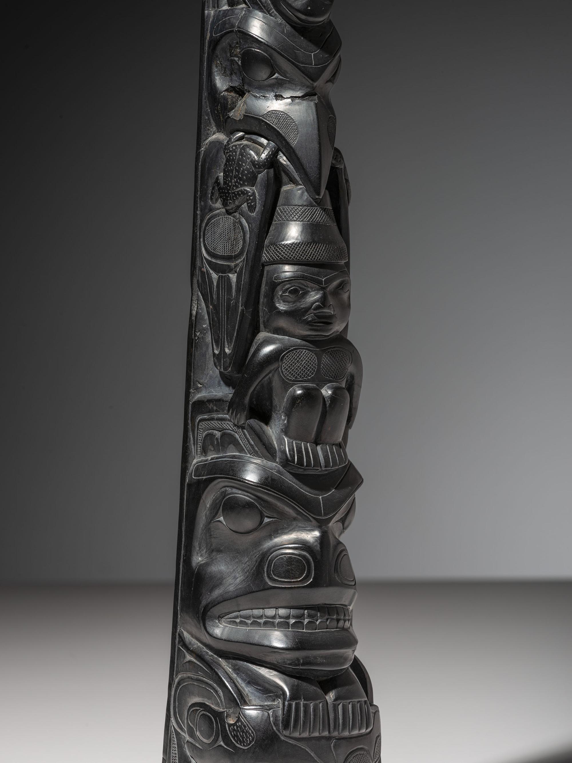Haida Carved Argillite Model Totem Pole