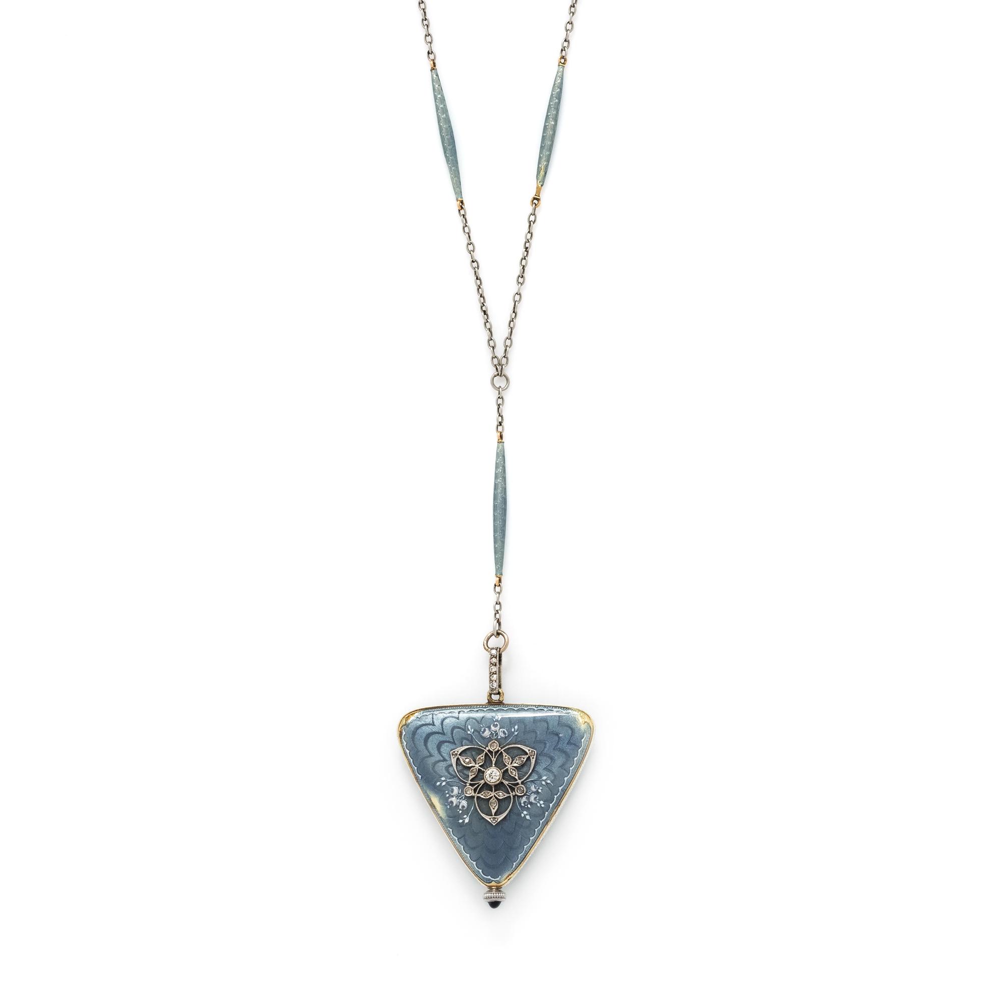 C.H. Meylan, Edwardian, Diamond and Polychrome Enamel Pendant Watch
