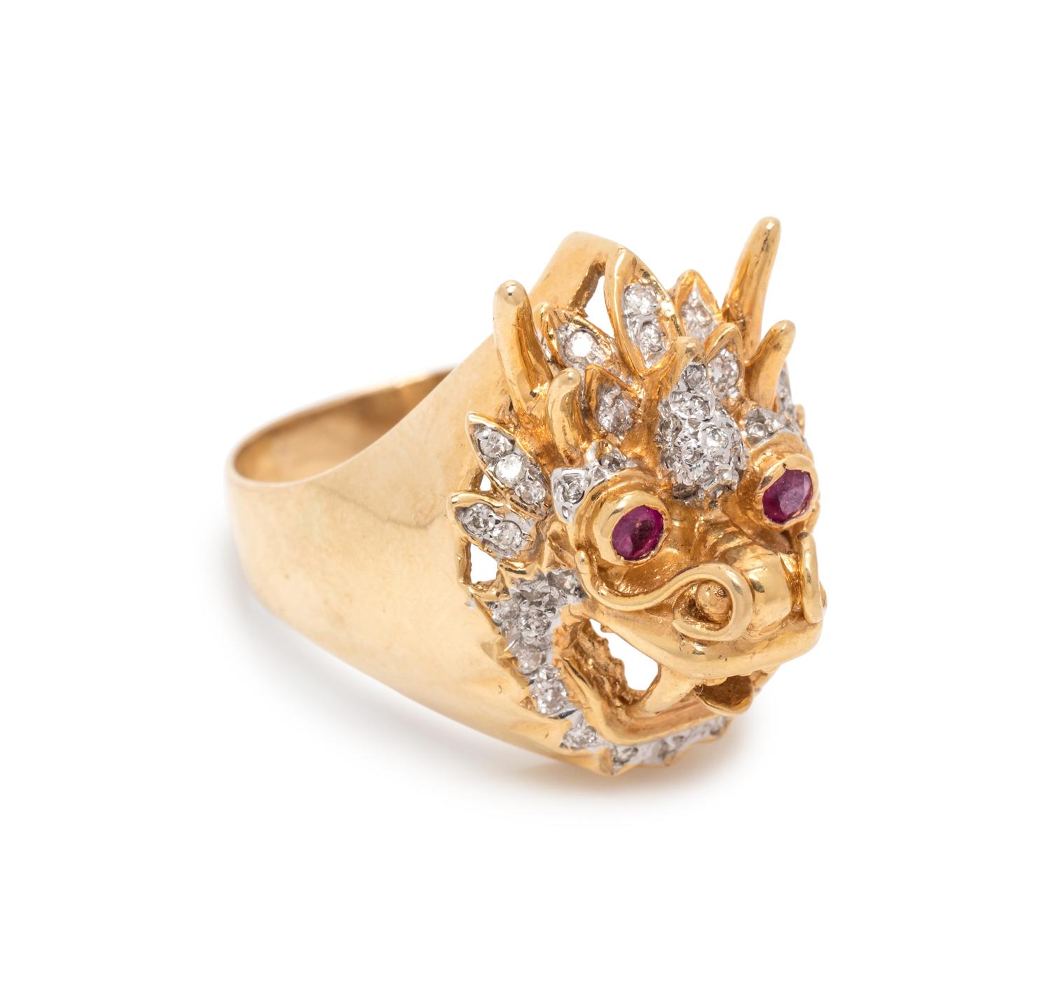 DIAMOND AND RUBY DRAGON RING