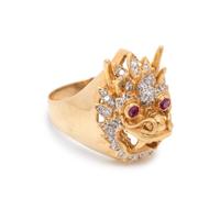 DIAMOND AND RUBY DRAGON RING