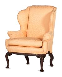 A Queen Anne Style Scroll-Carved Mahogany Easy Chair