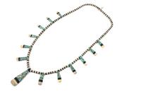 Santo Domingo Inlay Tab Necklace Length 30 inches — Circa 1900