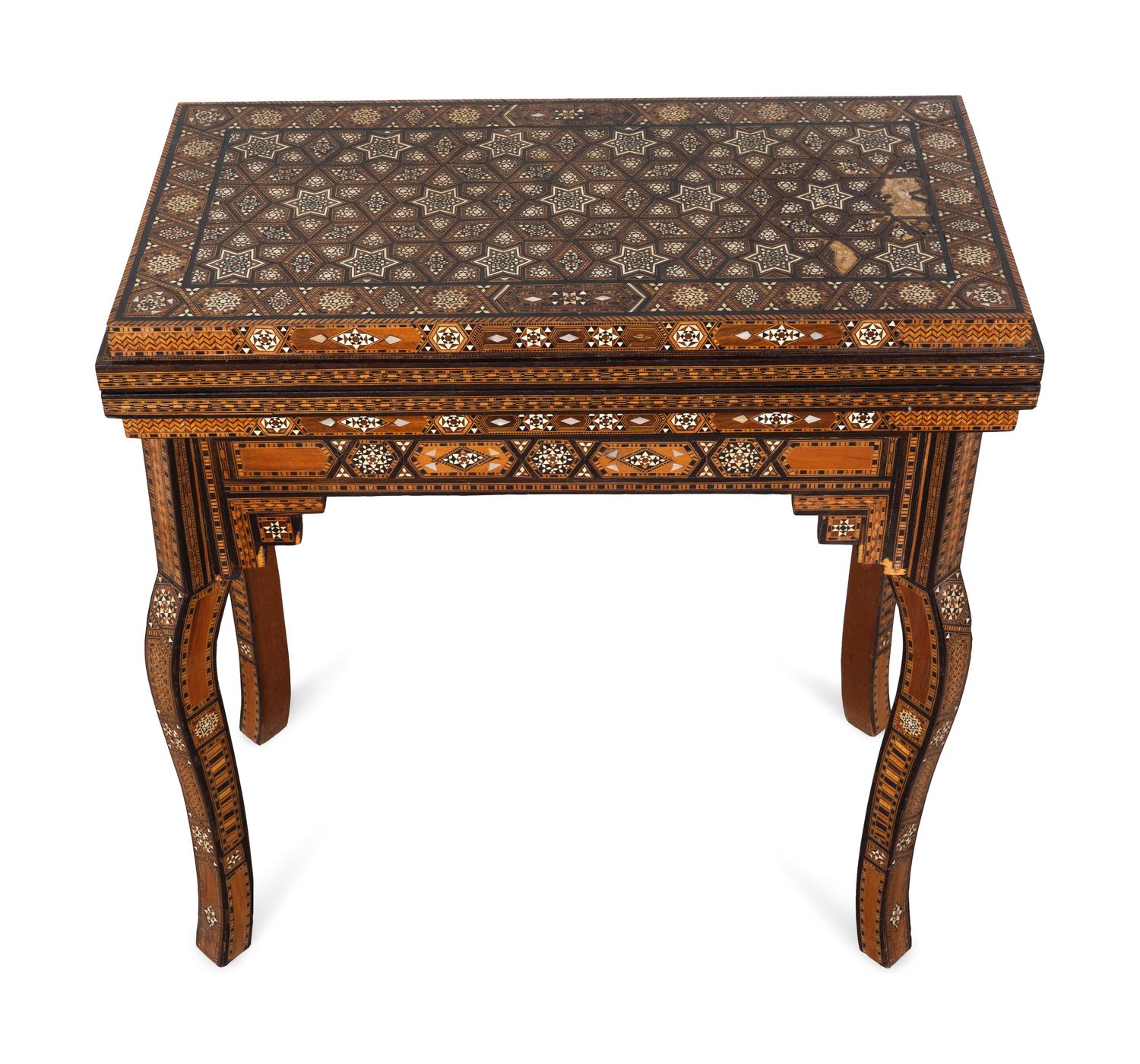 A Syrian Mother-of-Pearl and Bone Inlaid Games Table — 20TH CENTURY