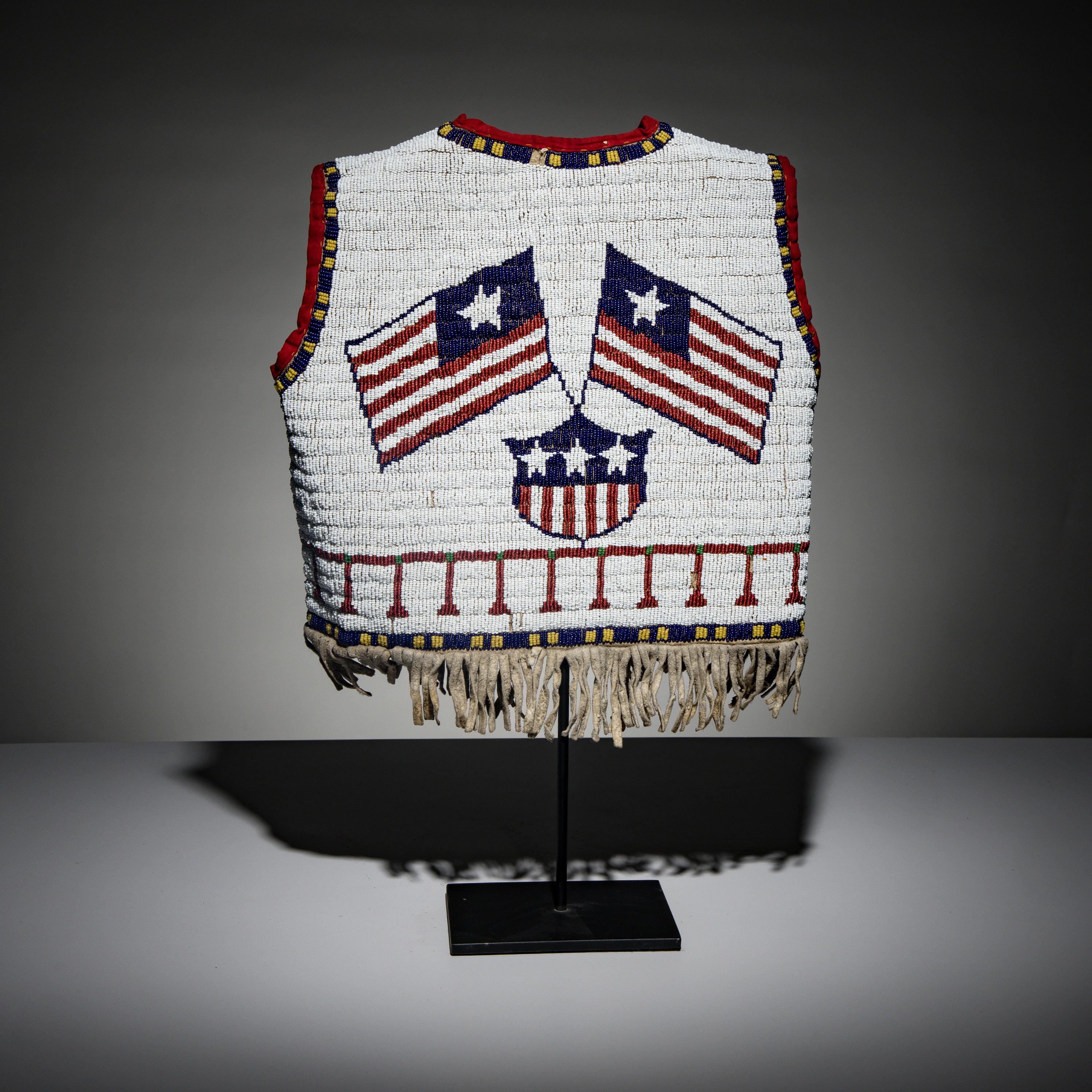 Sioux Child's Beaded Hide Vest, with American Flags