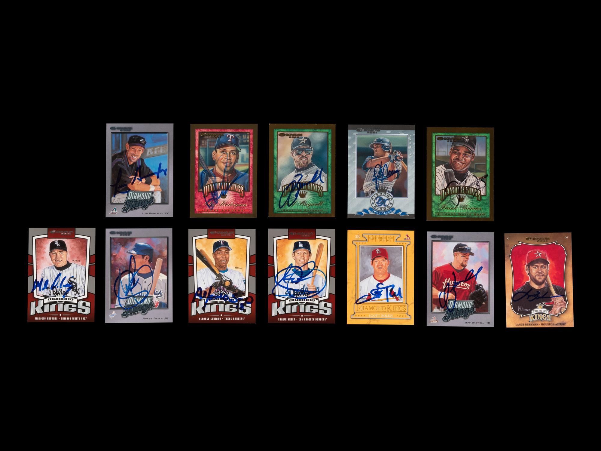 A Group of 12 2000-2005 Donruss Diamond Kings Signed Autograph Baseball Cards,