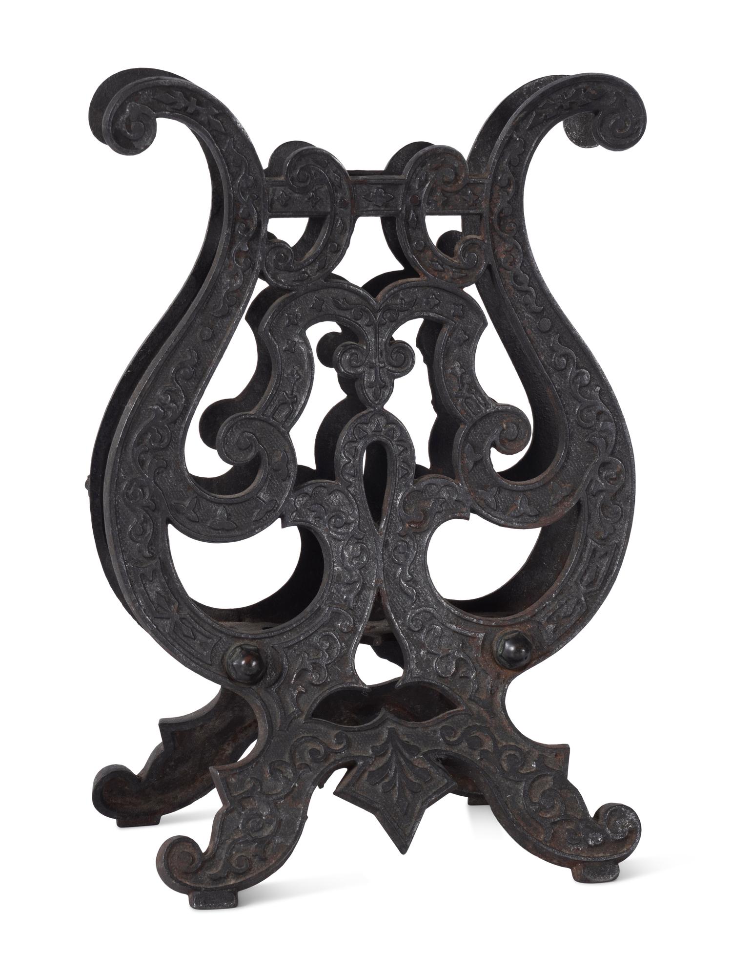 A Cast Iron Lyre Form Music Stand