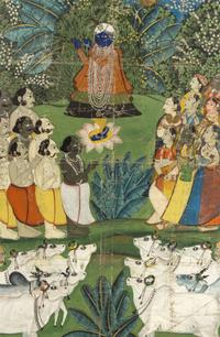 An Indian Gouache Painting Height 67 1/8 x width 45 inches.