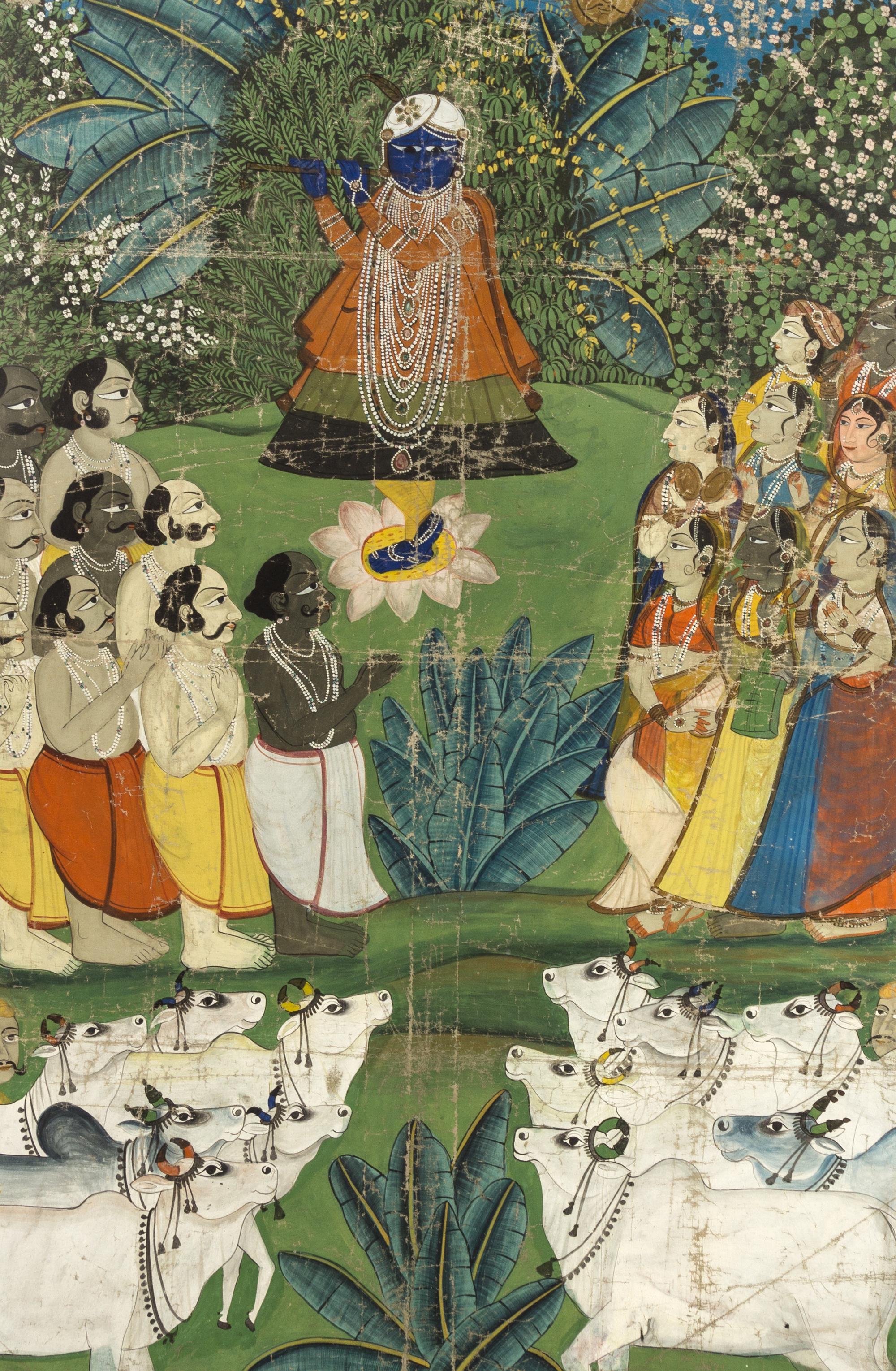 An Indian Gouache Painting Height 67 1/8 x width 45 inches.