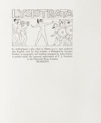 ARISTOPHANES (448?-380? B.C.). Lysistrata. Translated by Jack Lindsay. London: Fanfrolico Press, 1926.