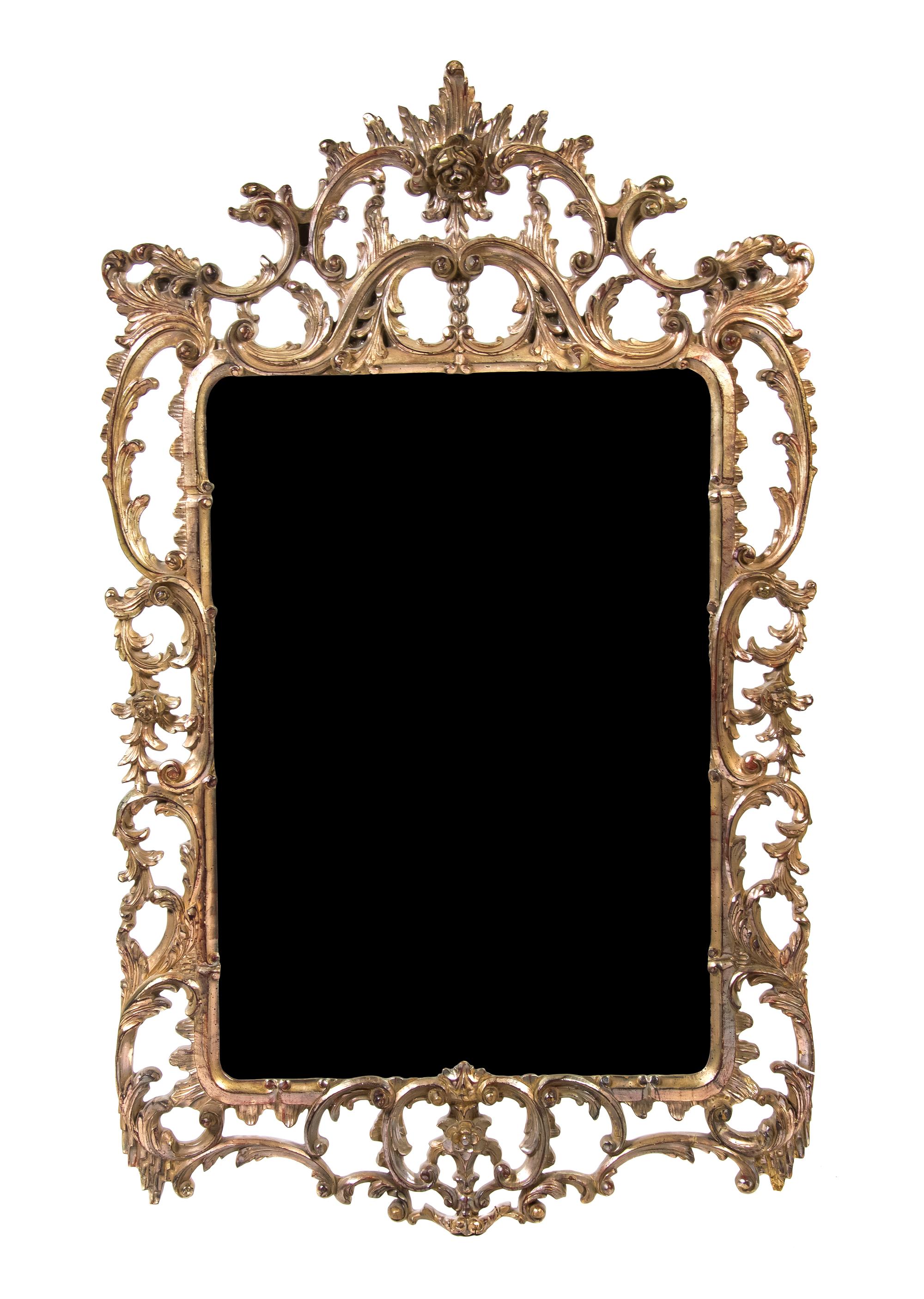 A Chinese Chippendale Style Giltwood Mirror, Height 63 x width 38 1/2 inches.