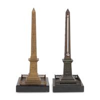 Two Grand Tour Bronze Luxor Obelisk Thermometers