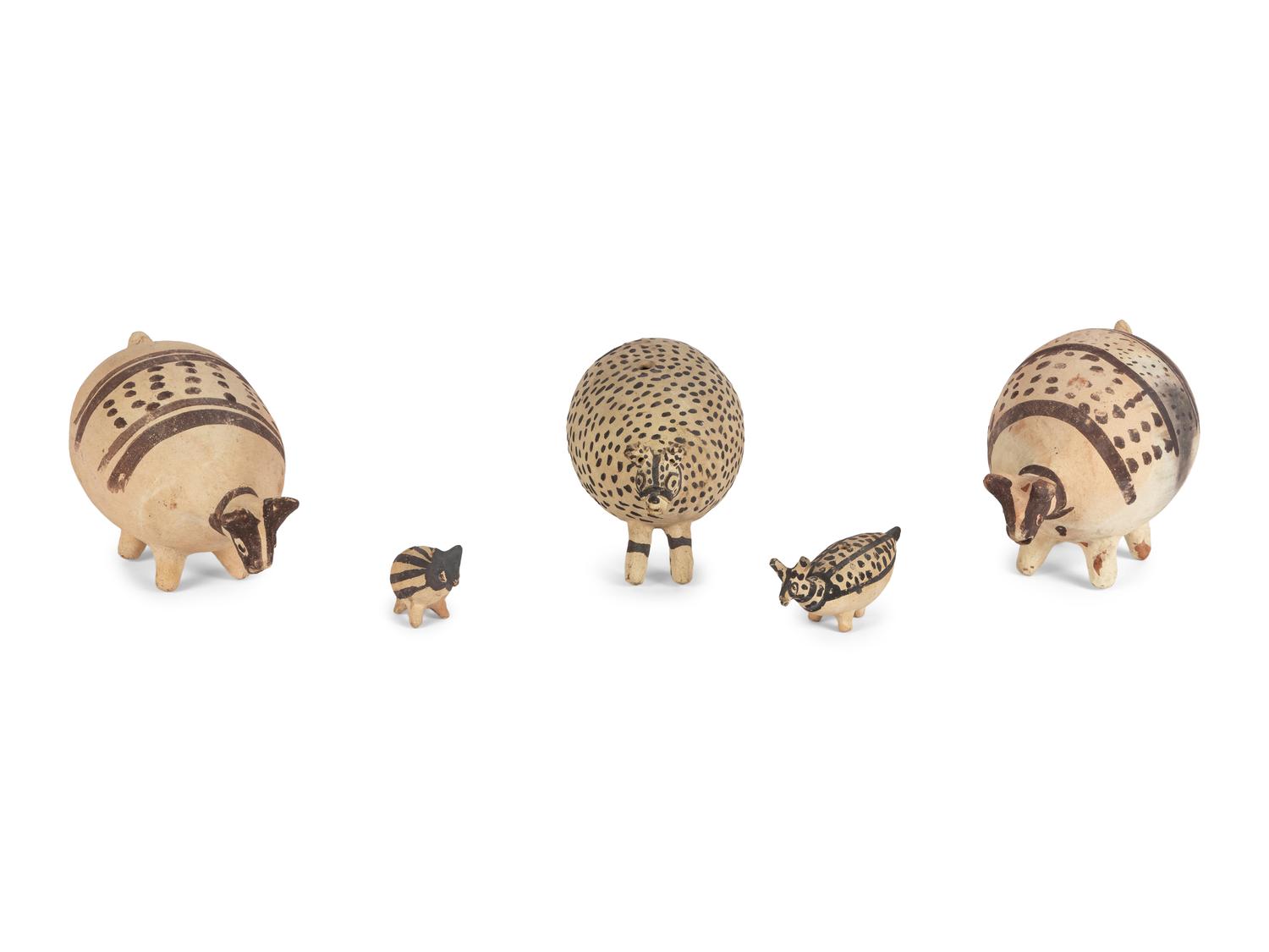 Five Chinese Slip-Glazed Earthenware Animals