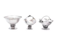 A Georg Jensen Silver Bowl and Two Sugar Baskets