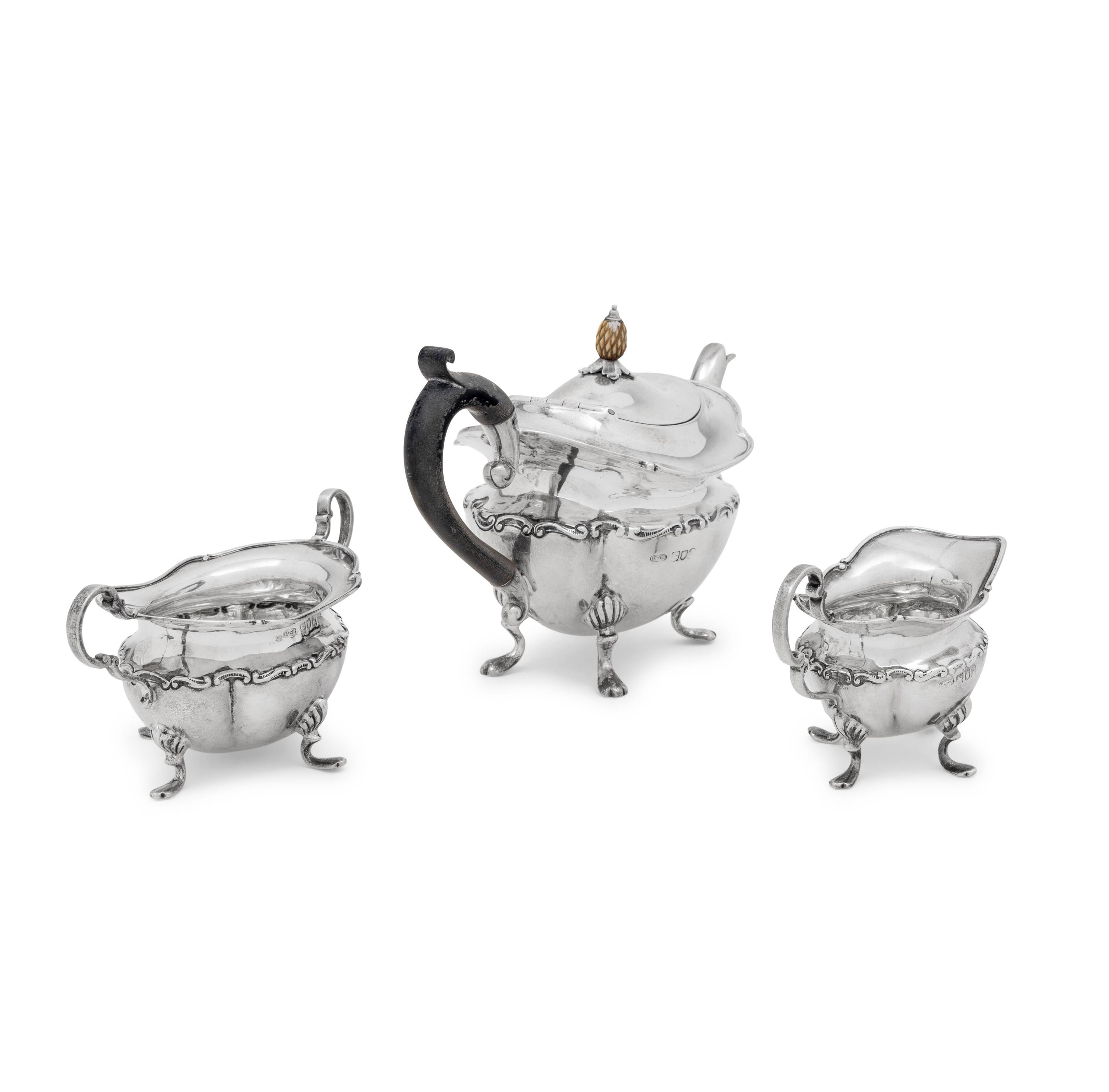 An English Silver Three-Piece Tea Service