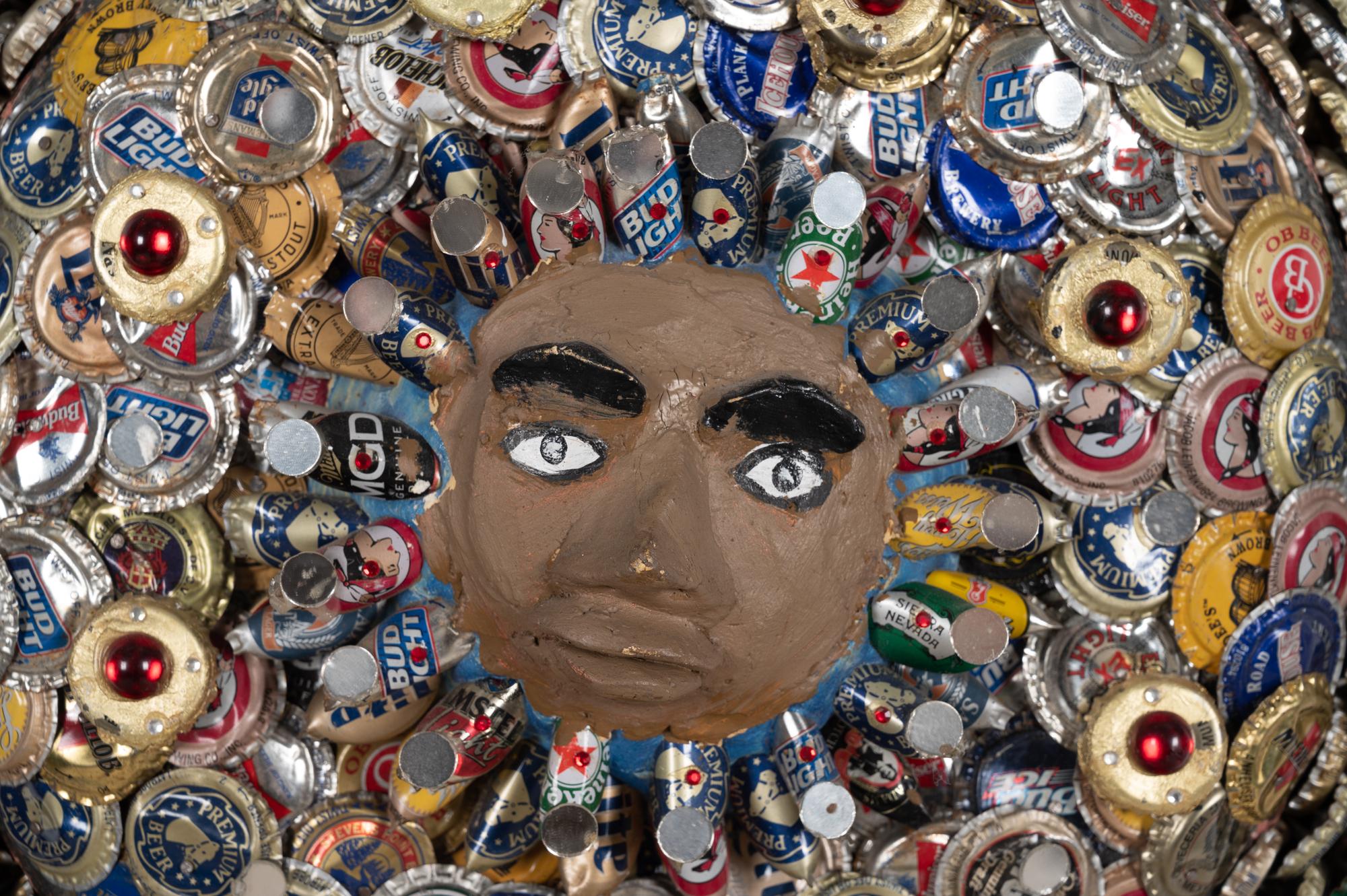Self Portrait in Bottlecap Frame
