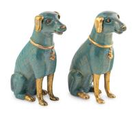 A Pair of Chinese Cloisonné Enamel Figures of Dogs