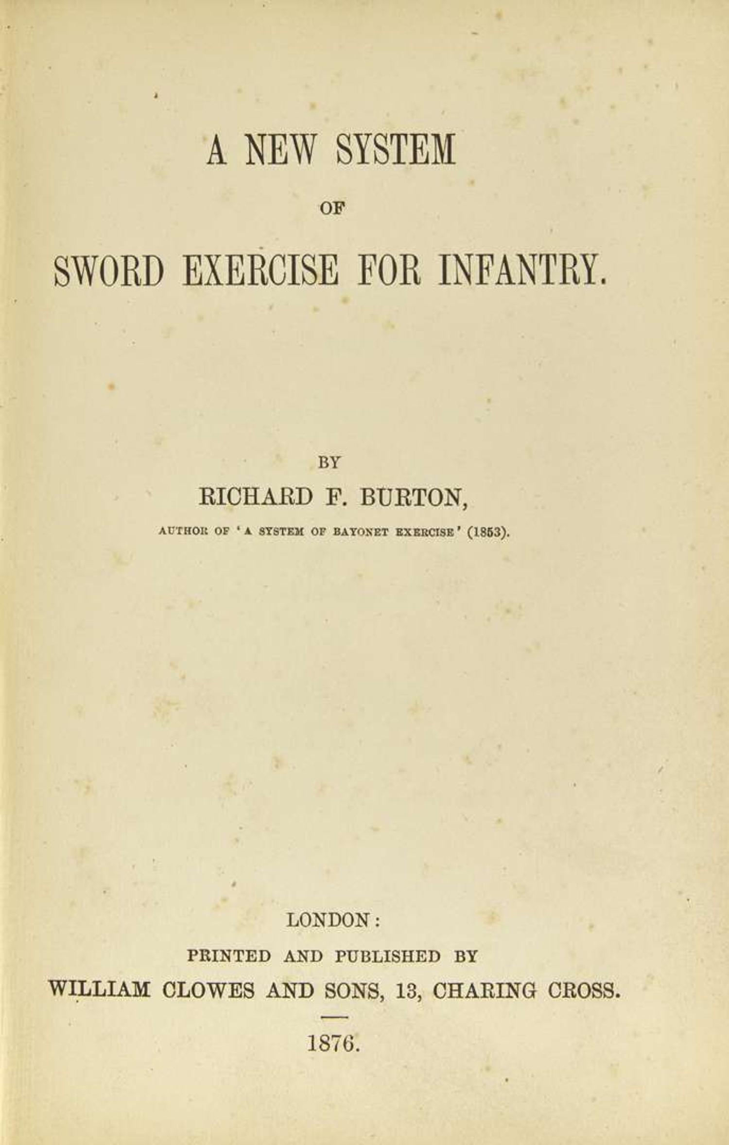 [Arms & Armor] Burton, Richard F.: A New System of Sword Exercise for Infantry
