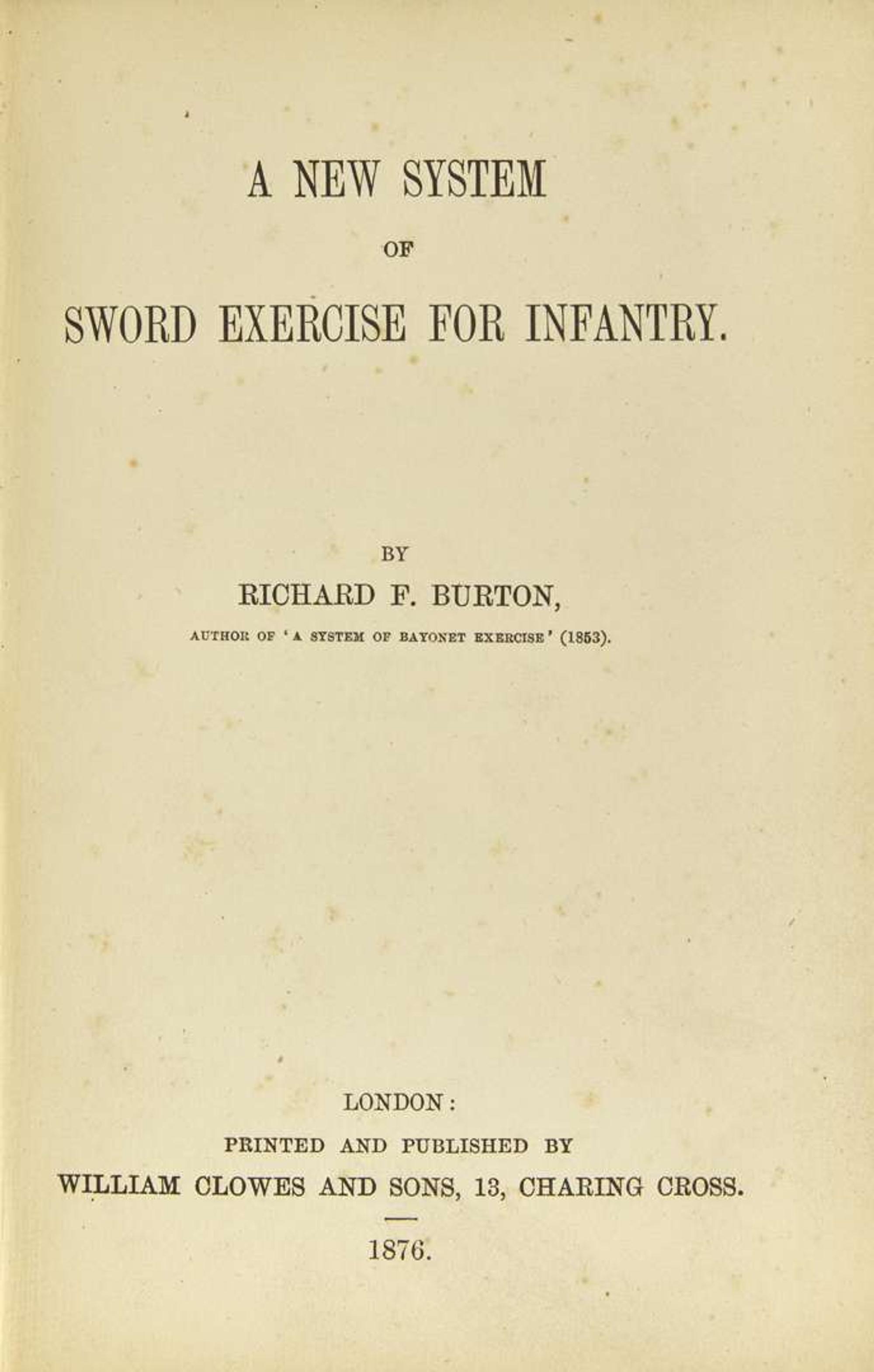 [Arms & Armor] Burton, Richard F.: A New System of Sword Exercise for Infantry