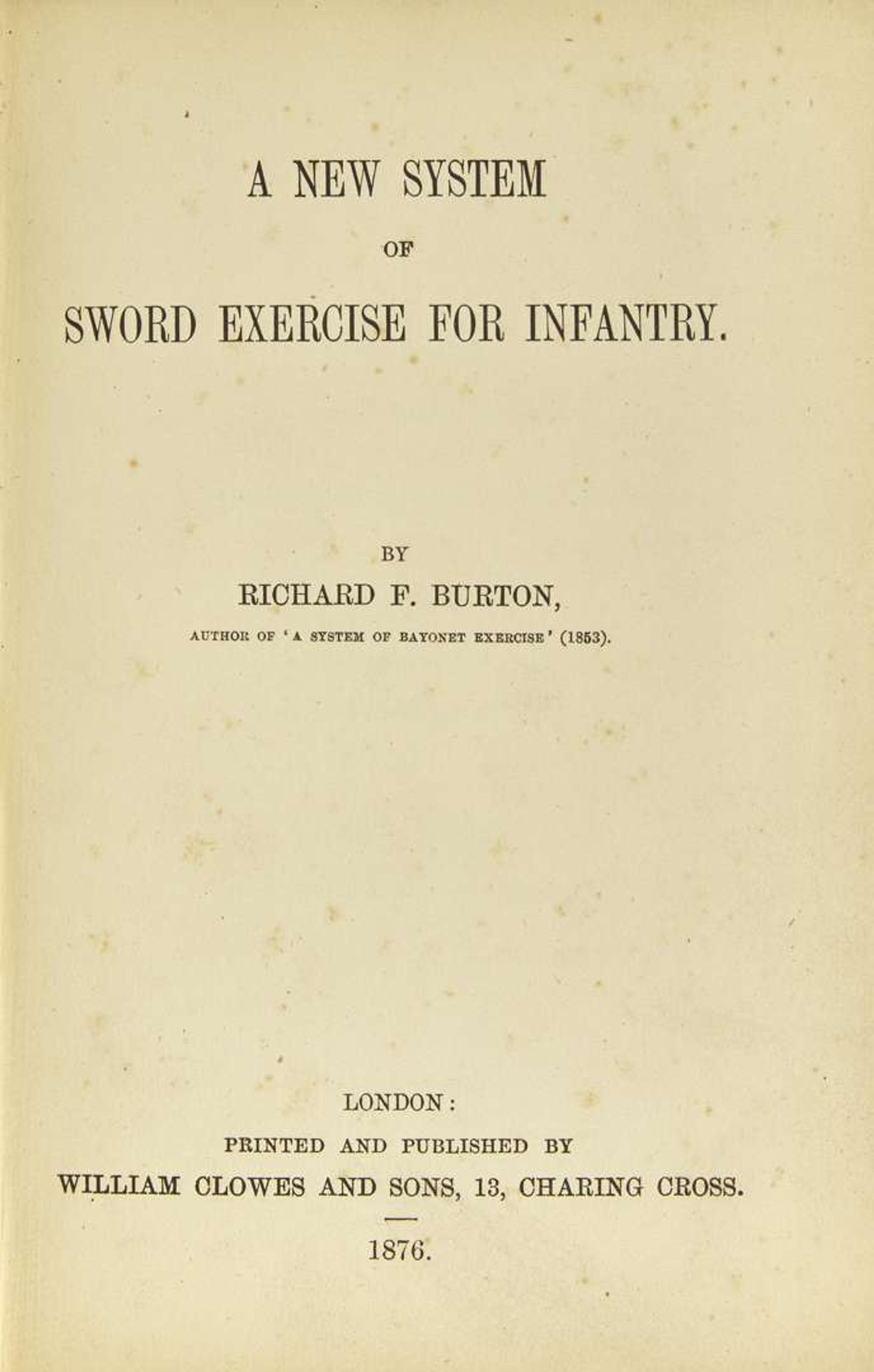 [Arms & Armor] Burton, Richard F.: A New System of Sword Exercise for Infantry