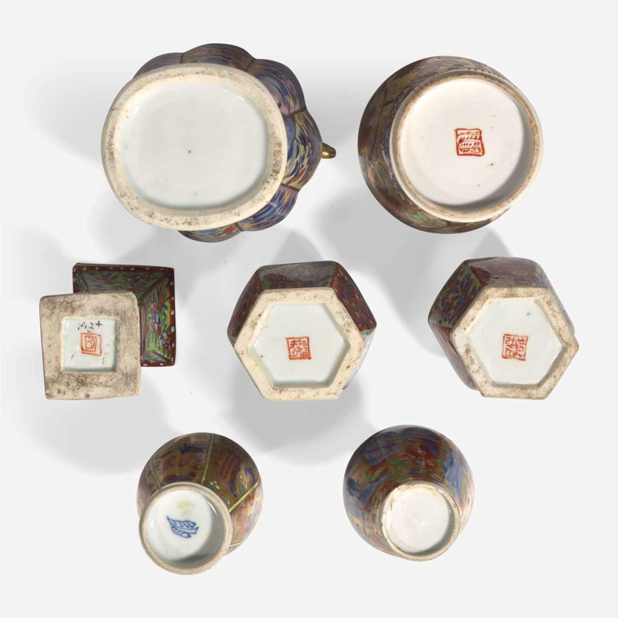 Eleven assorted Chinese export clobbered porcelain small vases 外銷瓷一組十一件 18th century ????