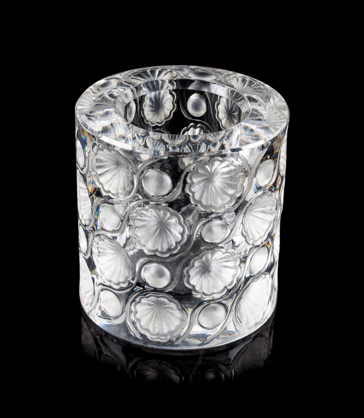 A Lalique Molded and Frosted Glass Vase Height 3 inches. — SECOND HALF 20TH CENTURY