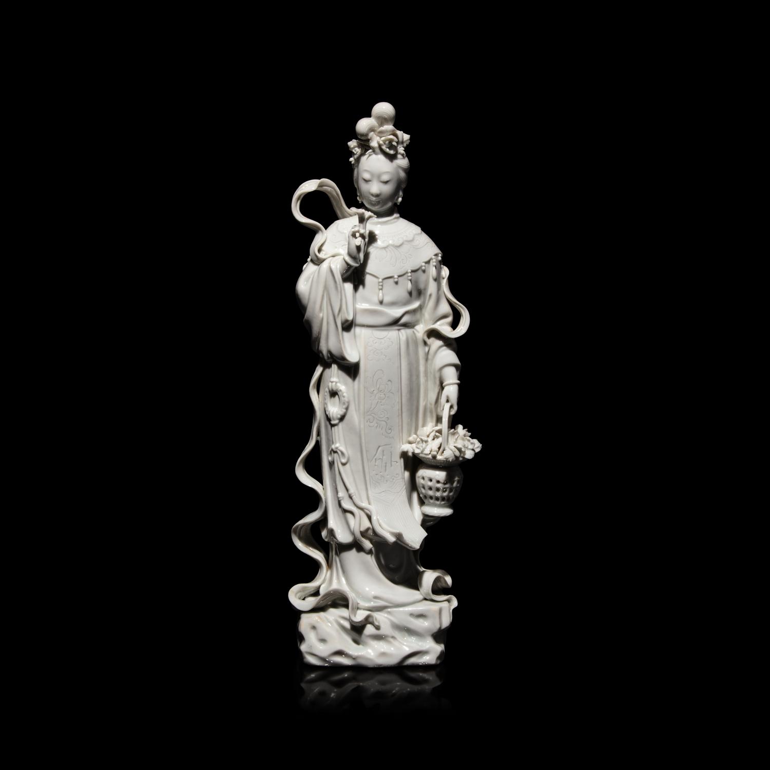 A Chinese Blanc de Chine Figure of a Female Immortal