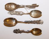 A Group of Four Silver Souvenir Spoons, Various Makers, 19th Century, of "American West" interest.