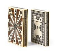 Two Ivory Veneered Card Cases, Height 4 1/4 inches.