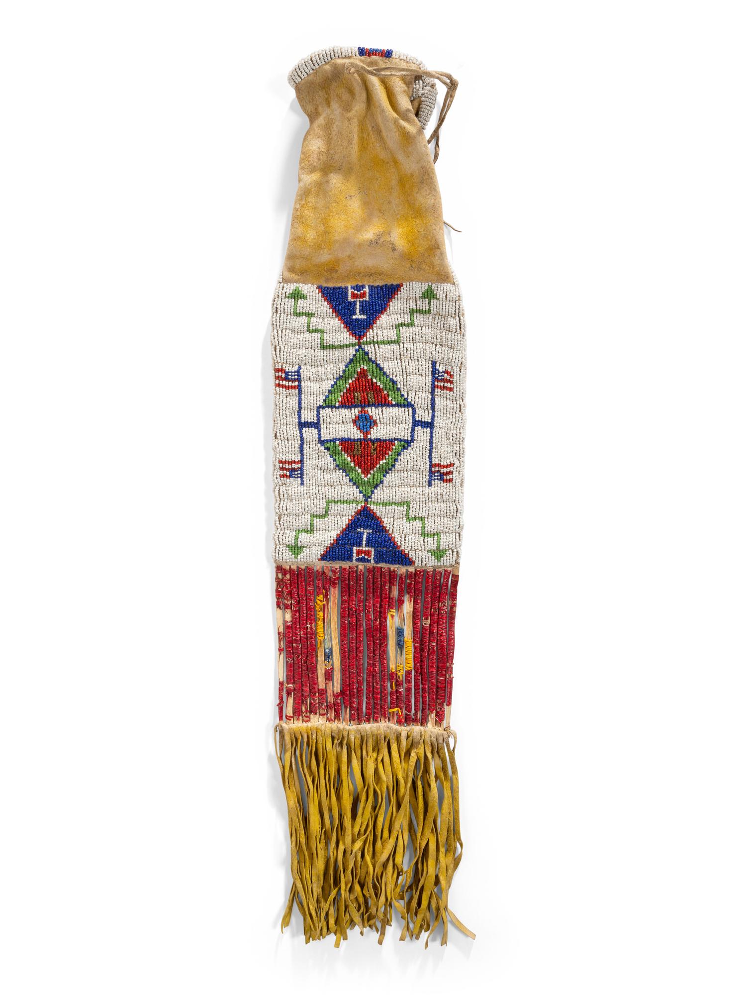 Sioux Beaded Hide Tobacco Bag, with American Flags