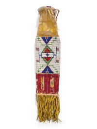 Sioux Beaded Hide Tobacco Bag, with American Flags