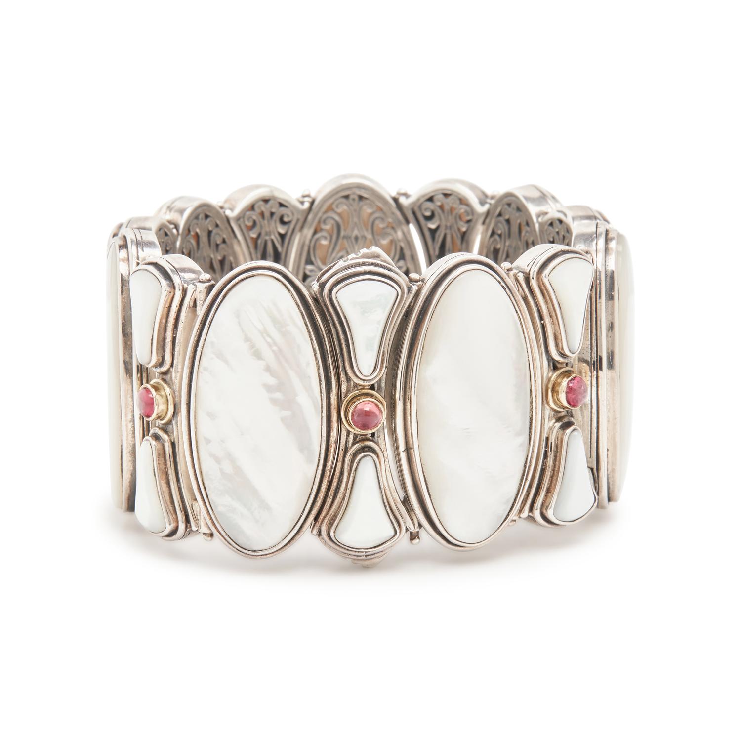 KONSTANTINO, SILVER, MOTHER-OF-PEARL, AND PINK TOURMALINE BRACELET