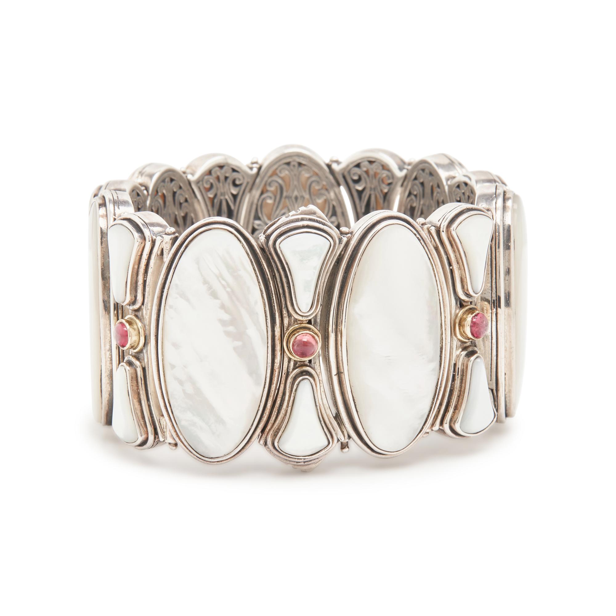 KONSTANTINO, SILVER, MOTHER-OF-PEARL, AND PINK TOURMALINE BRACELET