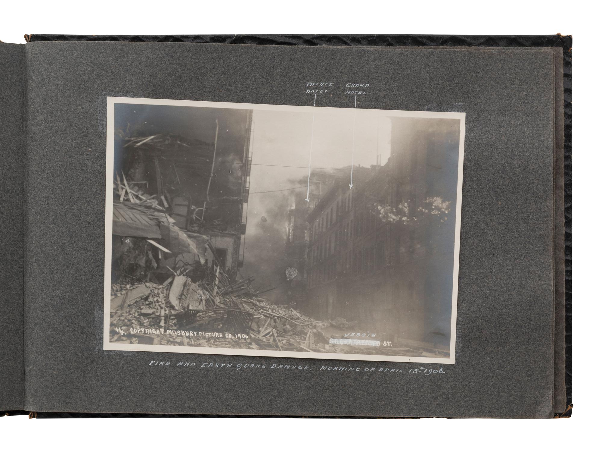 [EARLY PHOTOGRAPHY - CALIFORNIA]. Photo album documenting the San Francisco Earthquake of 1906.
