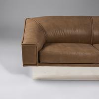 Faux-Leather Sofa with Chrome Base