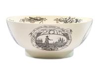 A Liverpool Transfer-Printed Creamware 'John Adams' Punch Bowl