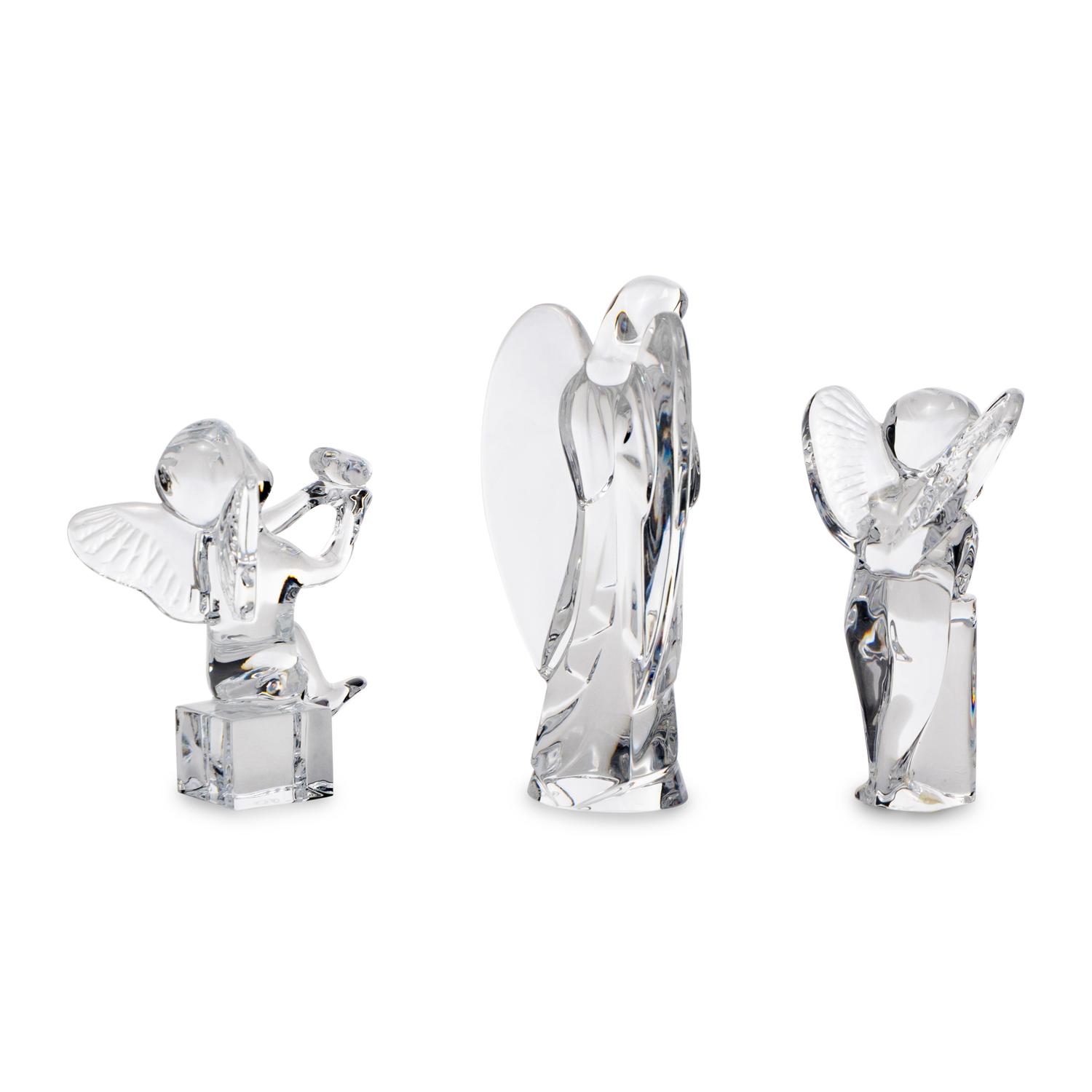 A Group of Three Baccarat Angel Figures